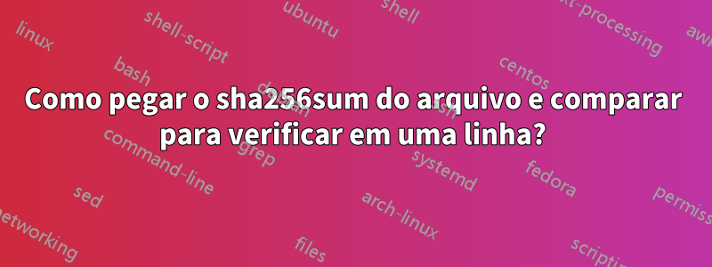 Como pegar o sha256sum do arquivo e comparar para verificar em uma linha?