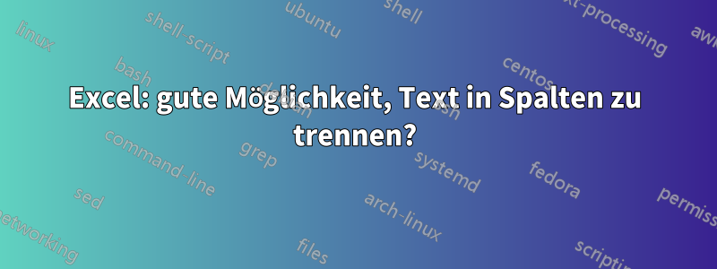 Excel: gute Möglichkeit, Text in Spalten zu trennen?