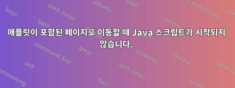 애플릿이 포함된 페이지로 이동할 때 Java 스크립트가 시작되지 않습니다.