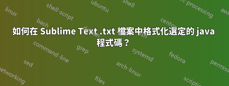 如何在 Sublime Text .txt 檔案中格式化選定的 java 程式碼？