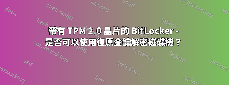 帶有 TPM 2.0 晶片的 BitLocker - 是否可以使用復原金鑰解密磁碟機？