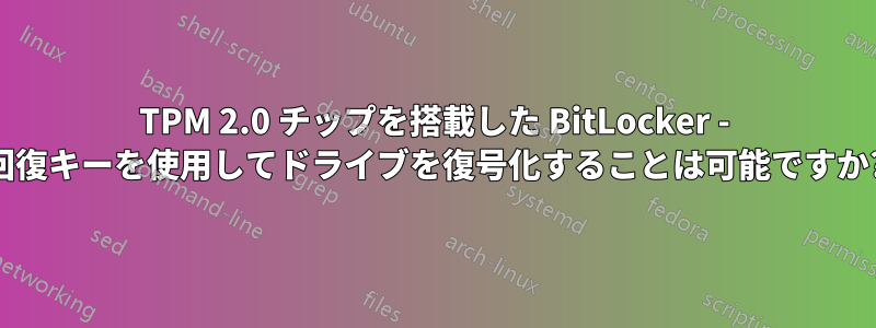 TPM 2.0 チップを搭載した BitLocker - 回復キーを使用してドライブを復号化することは可能ですか?