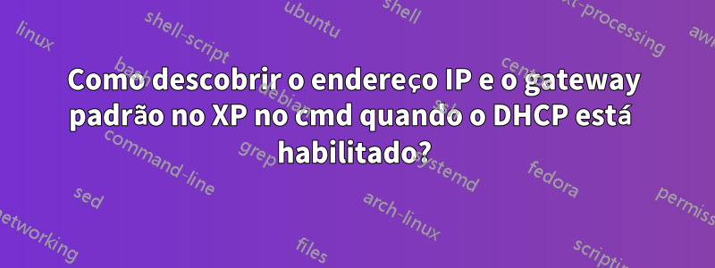 Como descobrir o endereço IP e o gateway padrão no XP no cmd quando o DHCP está habilitado?