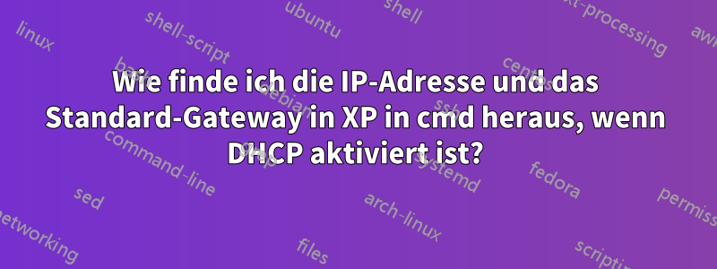 Wie finde ich die IP-Adresse und das Standard-Gateway in XP in cmd heraus, wenn DHCP aktiviert ist?