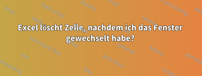 Excel löscht Zelle, nachdem ich das Fenster gewechselt habe?