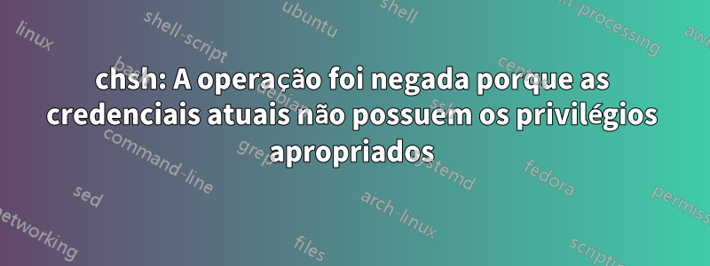 chsh: A operação foi negada porque as credenciais atuais não possuem os privilégios apropriados