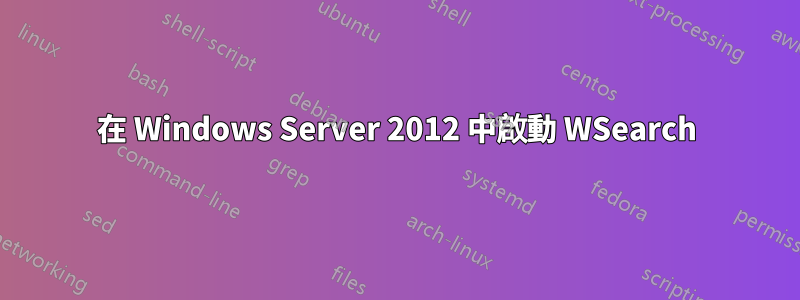 在 Windows Server 2012 中啟動 WSearch