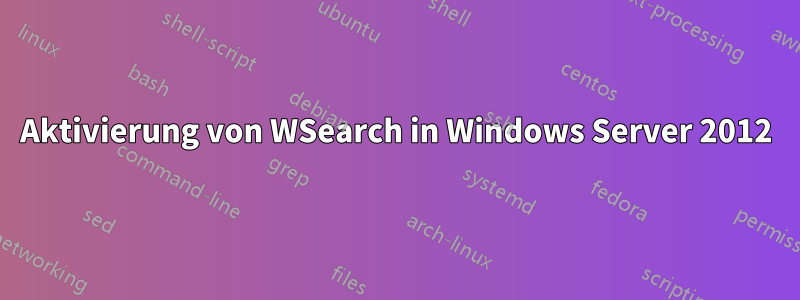 Aktivierung von WSearch in Windows Server 2012