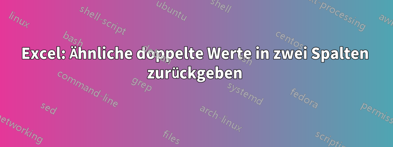 Excel: Ähnliche doppelte Werte in zwei Spalten zurückgeben