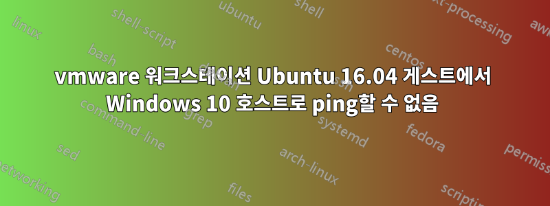 vmware 워크스테이션 Ubuntu 16.04 게스트에서 Windows 10 호스트로 ping할 수 없음