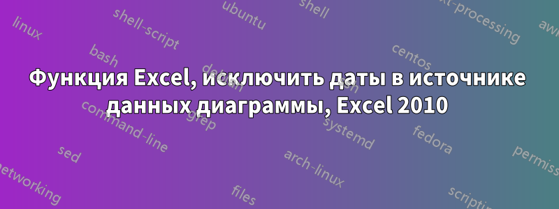 Функция Excel, исключить даты в источнике данных диаграммы, Excel 2010