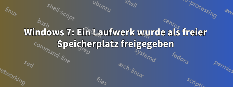 Windows 7: Ein Laufwerk wurde als freier Speicherplatz freigegeben