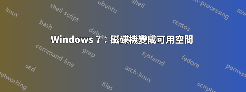 Windows 7：磁碟機變成可用空間