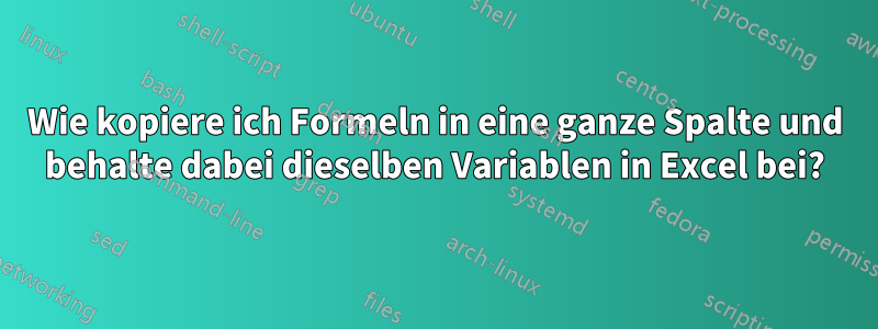 Wie kopiere ich Formeln in eine ganze Spalte und behalte dabei dieselben Variablen in Excel bei?