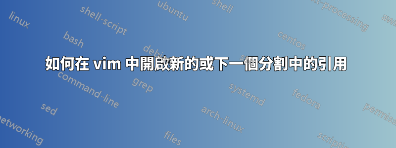 如何在 vim 中開啟新的或下一個分割中的引用