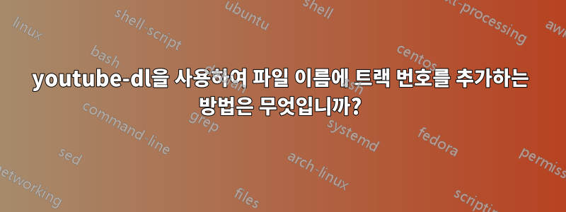 youtube-dl을 사용하여 파일 이름에 트랙 번호를 추가하는 방법은 무엇입니까?