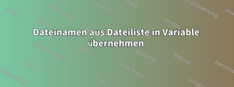 Dateinamen aus Dateiliste in Variable übernehmen