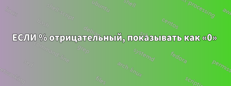 ЕСЛИ % отрицательный, показывать как «0»