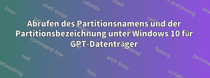 Abrufen des Partitionsnamens und der Partitionsbezeichnung unter Windows 10 für GPT-Datenträger