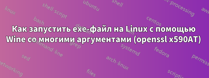 Как запустить exe-файл на Linux с помощью Wine со многими аргументами (openssl x590AT)