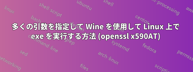 多くの引数を指定して Wine を使用して Linux 上で exe を実行する方法 (openssl x590AT)