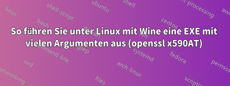 So führen Sie unter Linux mit Wine eine EXE mit vielen Argumenten aus (openssl x590AT)