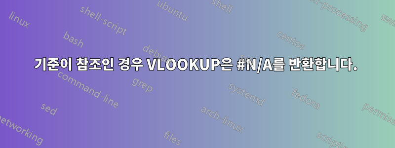 기준이 참조인 경우 VLOOKUP은 #N/A를 반환합니다.