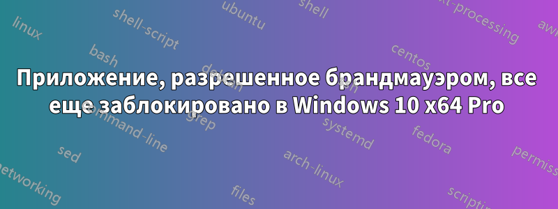 Приложение, разрешенное брандмауэром, все еще заблокировано в Windows 10 x64 Pro