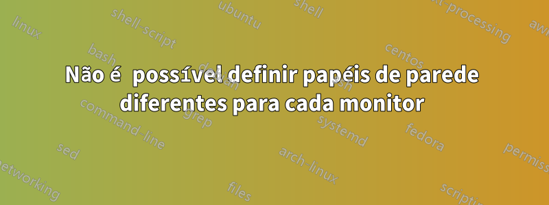 Não é possível definir papéis de parede diferentes para cada monitor