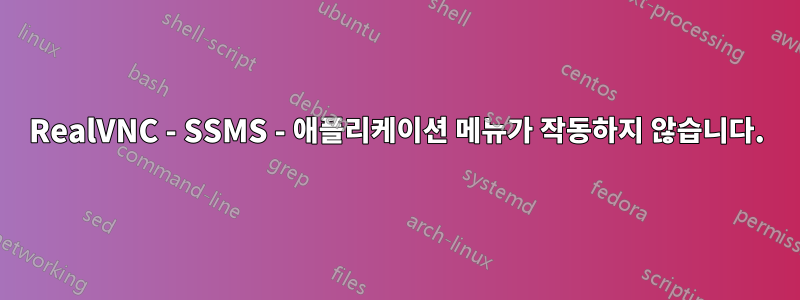 RealVNC - SSMS - 애플리케이션 메뉴가 작동하지 않습니다.