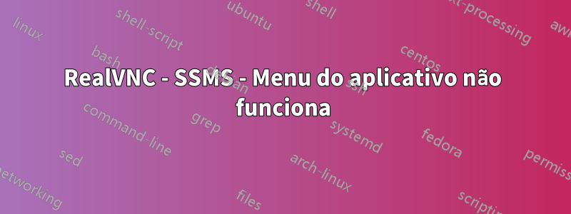 RealVNC - SSMS - Menu do aplicativo não funciona