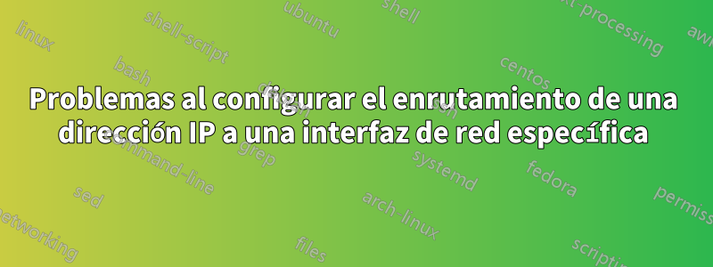 Problemas al configurar el enrutamiento de una dirección IP a una interfaz de red específica