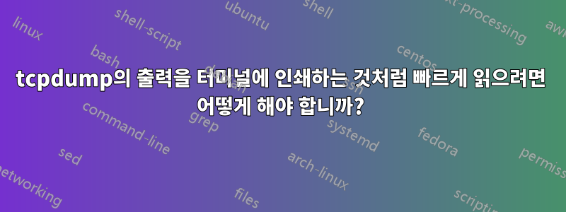 tcpdump의 출력을 터미널에 인쇄하는 것처럼 빠르게 읽으려면 어떻게 해야 합니까?