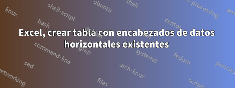 Excel, crear tabla con encabezados de datos horizontales existentes