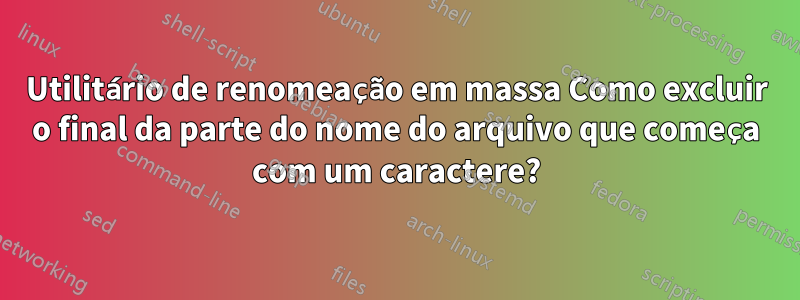 Utilitário de renomeação em massa Como excluir o final da parte do nome do arquivo que começa com um caractere?