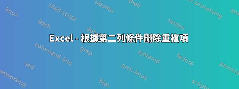 Excel - 根據第二列條件刪除重複項