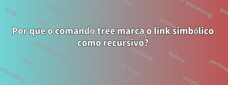 Por que o comando tree marca o link simbólico como recursivo?