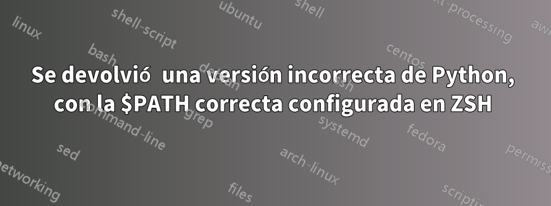 Se devolvió una versión incorrecta de Python, con la $PATH correcta configurada en ZSH