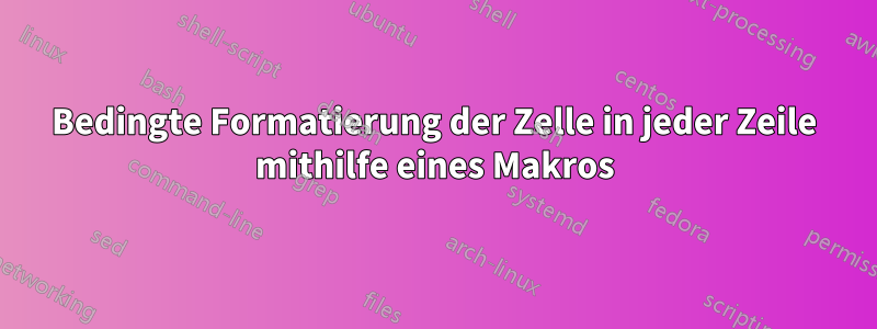 Bedingte Formatierung der Zelle in jeder Zeile mithilfe eines Makros