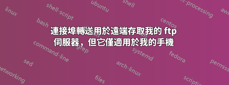 連接埠轉送用於遠端存取我的 ftp 伺服器，但它僅適用於我的手機