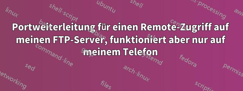 Portweiterleitung für einen Remote-Zugriff auf meinen FTP-Server, funktioniert aber nur auf meinem Telefon