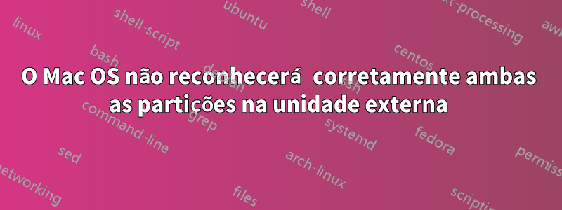 O Mac OS não reconhecerá corretamente ambas as partições na unidade externa