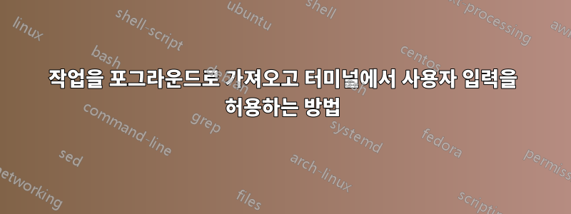 작업을 포그라운드로 가져오고 터미널에서 사용자 입력을 허용하는 방법