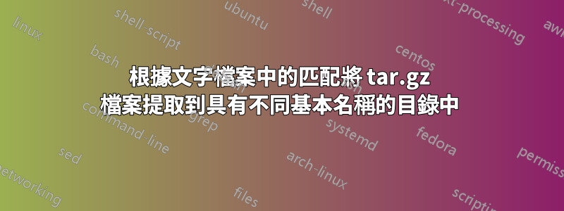 根據文字檔案中的匹配將 tar.gz 檔案提取到具有不同基本名稱的目錄中