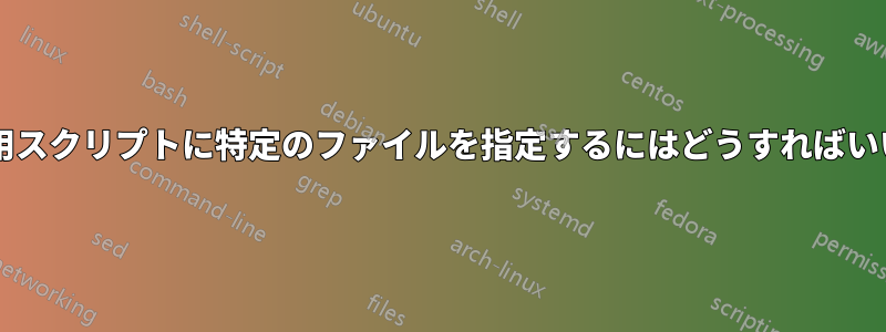 パッチ適用スクリプトに特定のファイルを指定するにはどうすればいいですか?