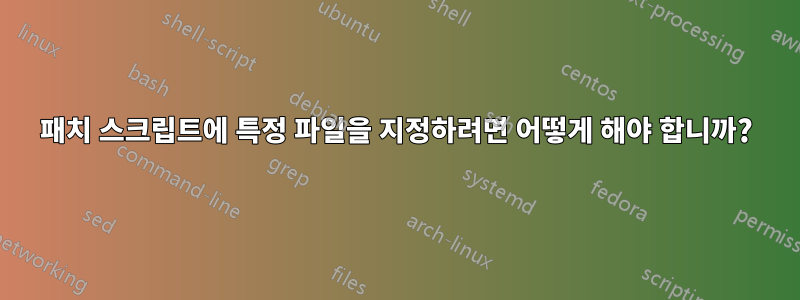 패치 스크립트에 특정 파일을 지정하려면 어떻게 해야 합니까?