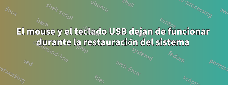 El mouse y el teclado USB dejan de funcionar durante la restauración del sistema