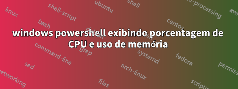 windows powershell exibindo porcentagem de CPU e uso de memória