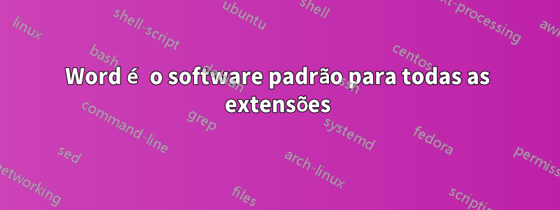 Word é o software padrão para todas as extensões