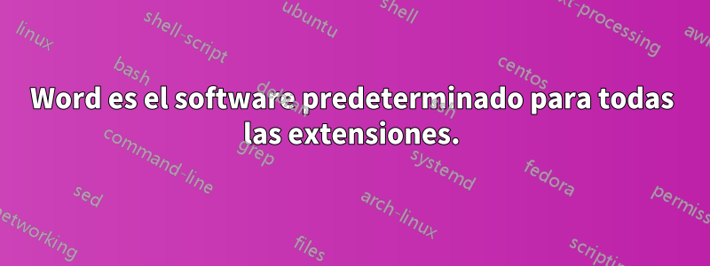 Word es el software predeterminado para todas las extensiones.